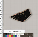 Terracotta fragment of a kylix (drinking cup), Terracotta, Greek, Attic