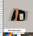 Terracotta fragment of a kylix (drinking cup), Attributed to the Colmar Painter [DvB], Terracotta, Greek, Attic