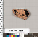 Terracotta rim fragment of a kylix (drinking cup), Terracotta, Greek, Attic