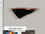Terracotta rim fragment of a kylix (drinking cup), Terracotta, Greek, Attic