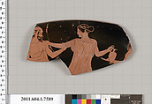 Terracotta rim fragment of a kylix (drinking cup), Terracotta, Greek, Attic