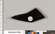 Terracotta fragment of a kylix (drinking cup), Attributed to the Euaion Painter ? [DvB], Terracotta, Greek, Attic