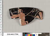 Terracotta rim fragment of a kylix (drinking cup), Terracotta, Greek, Attic