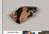 Terracotta rim fragment of a kylix (drinking cup), Terracotta, Greek, Attic