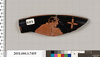 Terracotta fragment of a kylix (drinking cup), Terracotta, Greek, Attic