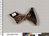Terracotta fragment of a kylix (drinking cup), Terracotta, Greek, Attic
