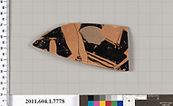Terracotta fragment of a kylix (drinking cup), Terracotta, Greek, Attic