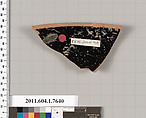 Terracotta fragment of a kylix (drinking cup), Terracotta, Greek, Attic