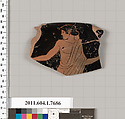 Terracotta rim fragment of a kylix (drinking cup), Terracotta, Greek, Attic