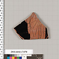 Terracotta fragment of a kylix (drinking cup), Terracotta, Greek, Attic