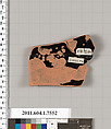 Terracotta fragment of a kylix (drinking cup), Attributed to the Euaion Painter [DvB], Terracotta, Greek, Attic