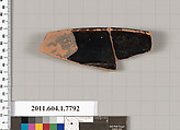 Terracotta rim fragment of a kylix (drinking cup), Terracotta, Greek, Attic