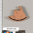 Terracotta fragment of a kylix (drinking cup), Terracotta, Greek, Attic
