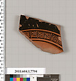 Terracotta fragment of a kylix (drinking cup), Terracotta, Greek, Attic
