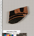 Terracotta fragment of a kylix (drinking cup), Terracotta, Greek, Attic