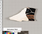 Terracotta fragment of a kylix (drinking cup), Terracotta, Greek, Attic