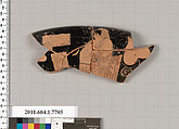 Terracotta fragment of a kylix (drinking cup), Terracotta, Greek, Attic