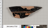 Terracotta rim fragment of a kylix (drinking cup), Terracotta, Greek, Attic