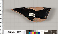 Terracotta rim fragment of a kylix (drinking cup), Terracotta, Greek, Attic
