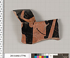 Terracotta rim fragment of a kylix (drinking cup), Attributed to the Boot Painter [DvB], Terracotta, Greek, Attic