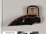 Terracotta rim fragment of a kylix (drinking cup), Terracotta, Greek, Attic