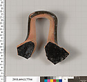 Terracotta fragment of a kylix (drinking cup), Terracotta, Greek, Attic