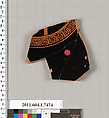 Terracotta fragment of a kylix (drinking cup), Terracotta, Greek, Attic