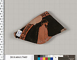 Terracotta fragment of a kylix (drinking cup), Terracotta, Greek, Attic