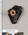 Terracotta fragment of a kylix (drinking cup), Terracotta, Greek, Attic