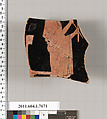 Terracotta fragment of a kylix (drinking cup), Attributed as Follower of Makron [DvB], Terracotta, Greek, Attic