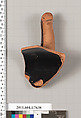 Terracotta fragment of a kylix (drinking cup), Terracotta, Greek, Attic