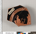 Terracotta fragment of a kylix (drinking cup), Attributed to the Sabouroff Painter [DvB], Terracotta, Greek, Attic