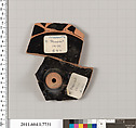 Terracotta fragment of a kylix (drinking cup), Attributed to the Orleans Painter [DvB], Terracotta, Greek, Attic