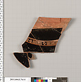 Terracotta fragment of a kylix (drinking cup), Terracotta, Greek, Attic