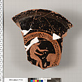 Terracotta fragment of a kylix (drinking cup), Attributed to the Orleans Painter [DvB], Terracotta, Greek, Attic