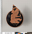 Terracotta fragment of a kylix (drinking cup), Terracotta, Greek, Attic