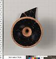 Terracotta fragment of a kylix (drinking cup), Terracotta, Greek, Attic