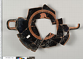 Terracotta fragment of a kylix (drinking cup), Terracotta, Greek, Attic