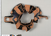 Terracotta fragment of a kylix (drinking cup), Terracotta, Greek, Attic
