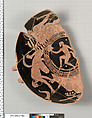 Terracotta fragment of a kylix (drinking cup), Attributed to the Veii Painter ? [DvB], Terracotta, Greek, Attic