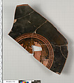 Terracotta fragment of a kylix (drinking cup), Terracotta, Greek, Attic