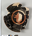 Terracotta fragment of a kylix (drinking cup), Terracotta, Greek, Attic