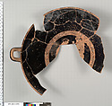 Terracotta fragment of a kylix (drinking cup), Terracotta, Greek, Attic