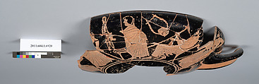 Terracotta fragment of a kylix (drinking cup), Terracotta, Greek, Attic