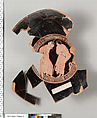 Terracotta fragments of a kylix (drinking cup), Attributed to the Painter of Brussels R 330, Terracotta, Greek, Attic
