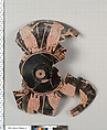 Terracotta fragments of a kylix (drinking cup), Attributed to the Painter of Brussels R 330, Terracotta, Greek, Attic