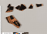 Terracotta fragments of a kylix (drinking cup), Attributed to the Tarquinia Painter [DvB], Terracotta, Greek, Attic