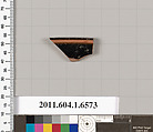 Terracotta rim fragment of a kylix (drinking cup), Attributed to the Colmar Painter [DvB], Terracotta, Greek, Attic