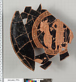 Terracotta fragment of a kylix (drinking cup), Terracotta, Greek, Attic