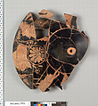 Terracotta fragment of a kylix (drinking cup), Terracotta, Greek, Attic